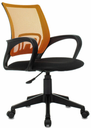 Кресло BRABIX "Fly MG-396", с подлокотниками, сетка, оранжевое/черное, 532084