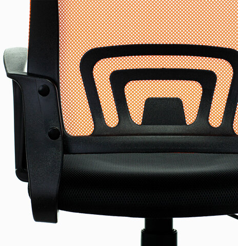 Кресло BRABIX "Fly MG-396", с подлокотниками, сетка, оранжевое/черное, 532084
