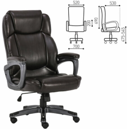 Кресло офисное BRABIX PREMIUM "Favorite EX-577", пружинный блок, рециклир. кожа, коричневое, 531936