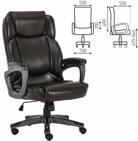Кресло офисное BRABIX PREMIUM "Favorite EX-577", пружинный блок, рециклир. кожа, коричневое, 531936