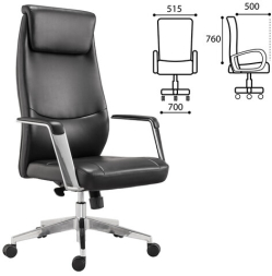 Кресло офисное BRABIX PREMIUM "Jazz EX-757", синхромеханизм, алюминий, экокожа, черное, 532489