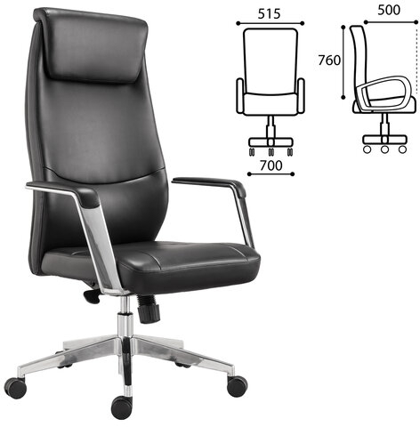 Кресло офисное BRABIX PREMIUM "Jazz EX-757", синхромеханизм, алюминий, экокожа, черное, 532489