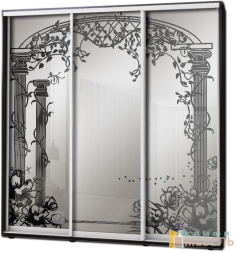 Шкаф купе 3х дв Пескоструй фон матовый № 34