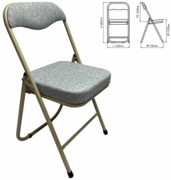 Стул складной для дома и офиса РС04К комфорт, бежевый перламутровый каркас, рогожка бежевая