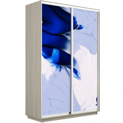 Шкаф-купе Экспресс 2-х дверный (Фото №1010 Абстракция бело-голубая) Венге
