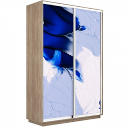 Шкаф-купе Экспресс 2-х дверный (Фото №1010 Абстракция бело-голубая) Венге