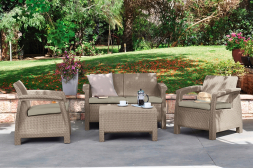 Комплект садовой мебели из ротанга Корфу Сет (Corfu set) капучино