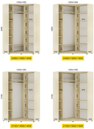 Шкаф-купе угловой Стандарт Комби 1 Итальянский орех/Зеркало