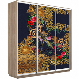 Шкаф-купе Экспресс 3-х дверный (Фото №1013 Золотой орнамент)