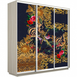 Шкаф-купе Экспресс 3-х дверный (Фото №1013 Золотой орнамент)