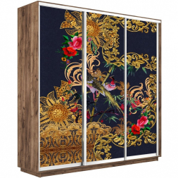 Шкаф-купе Экспресс 3-х дверный (Фото №1013 Золотой орнамент)