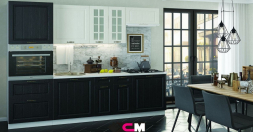 Кухня Мария Дуб белый | Чёрный  (2,4 м) модульная