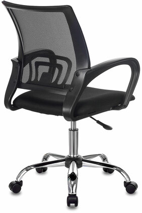 Кресло BRABIX "Fly MG-396", с подлокотниками, сетка, хром, черное, 532086