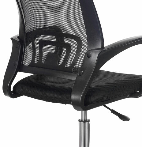 Кресло BRABIX "Fly MG-396", с подлокотниками, сетка, хром, черное, 532086