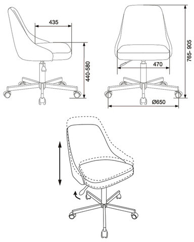 Кресло CH-340M, пятилучие металлическое, ткань, светло-коричневое, 1397884