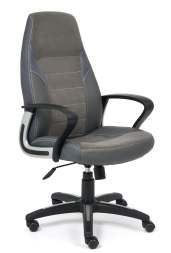 Кресло INTER кож/зам/флок/ткань, серый/металлик, C-36/29/TW-12