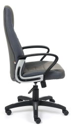 Кресло INTER кож/зам/флок/ткань, серый/металлик, C-36/29/TW-12