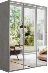 Шкаф-купе Прайм 3-х дверный (Зеркало) Бетон