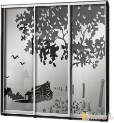 Шкаф купе 3х дв Пескоструй фон матовый № 36