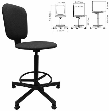 Стул кресло кассира, ресепшн РС37, на винте, без подлокотников, ткань, темно-серый