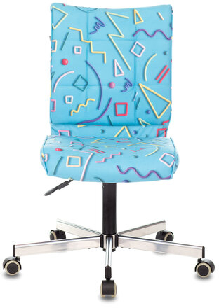 Кресло CH-330M, без подлокотников, пятилучие серебристое, ткань, голубое с рисунком, 1624532