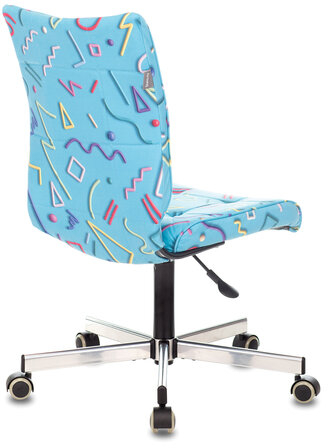 Кресло CH-330M, без подлокотников, пятилучие серебристое, ткань, голубое с рисунком, 1624532
