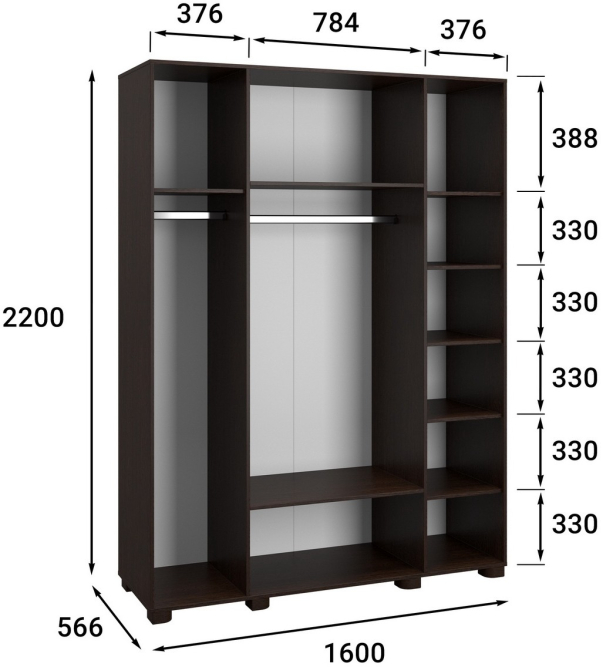 Шкаф «Монблан» МБ-25К комбинированный венге