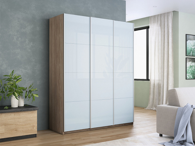 Шкаф-купе Прайм 3-х дверный (Стекло белое) Сонома