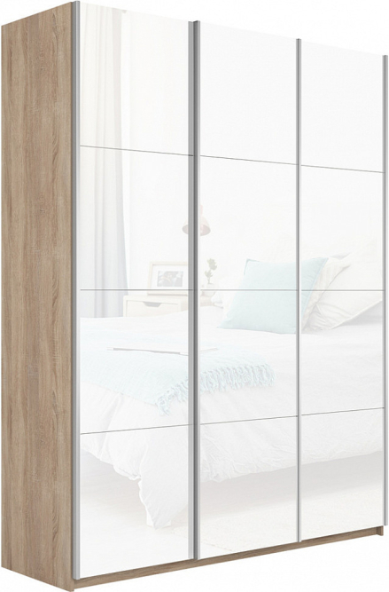 Шкаф-купе Прайм 3-х дверный (Стекло белое) Сонома