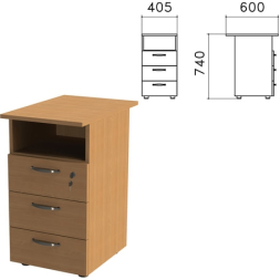Тумба приставная Эко 3 ящика, полка, замок