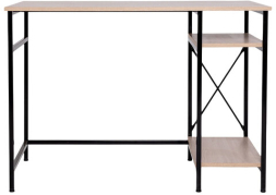 Стол BRABIX &quot;SMART CD-018&quot;, 1100х600х765 мм, ЛОФТ, 2 полки, металл/ЛДСП ясень шимо светлый, каркас черный, 641945