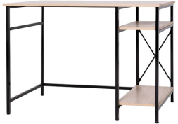 Стол BRABIX &quot;SMART CD-018&quot;, 1100х600х765 мм, ЛОФТ, 2 полки, металл/ЛДСП ясень шимо светлый, каркас черный, 641945