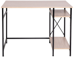 Стол BRABIX &quot;SMART CD-018&quot;, 1100х600х765 мм, ЛОФТ, 2 полки, металл/ЛДСП ясень шимо светлый, каркас черный, 641945
