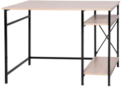Стол BRABIX &quot;SMART CD-018&quot;, 1100х600х765 мм, ЛОФТ, 2 полки, металл/ЛДСП ясень шимо светлый, каркас черный, 641945