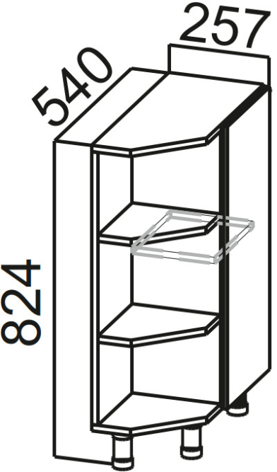 Стол-рабочий 300 (торцевой с полками) 540 Модус
