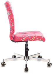 Кресло CH-330M, без подлокотников, пятилучие серебристое, ткань, красное с рисунком, 1624531