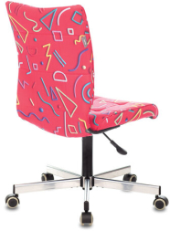 Кресло CH-330M, без подлокотников, пятилучие серебристое, ткань, красное с рисунком, 1624531