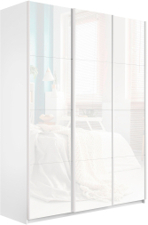 Шкаф-купе Прайм 3-х дверный (Стекло белое) Белый снег