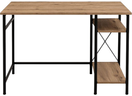 Стол BRABIX "SMART CD-018", 1100х600х765 мм, ЛОФТ, 2 полки, металл/ЛДСП бунратти, каркас черный, 641946