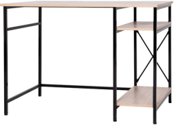 Стол BRABIX "SMART CD-018", 1100х600х765 мм, ЛОФТ, 2 полки, металл/ЛДСП бунратти, каркас черный, 641946