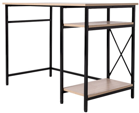 Стол BRABIX "SMART CD-018", 1100х600х765 мм, ЛОФТ, 2 полки, металл/ЛДСП бунратти, каркас черный, 641946