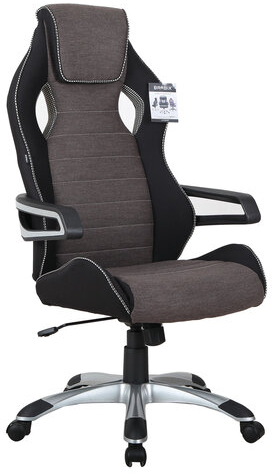 Кресло компьютерное BRABIX "Techno GM-002", ткань, черное/серое, вставки белые, 531815