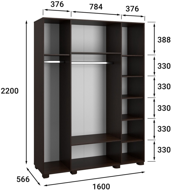 Шкаф «Монблан» МБ-25К с зеркалом венге