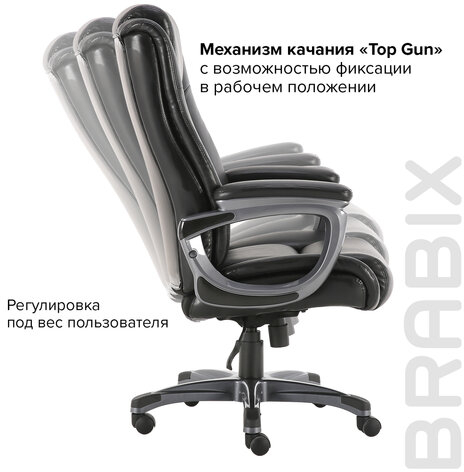 Кресло офисное BRABIX PREMIUM "Solid HD-005", НАГРУЗКА до 180 кг, рециклированная кожа, черное, 531941