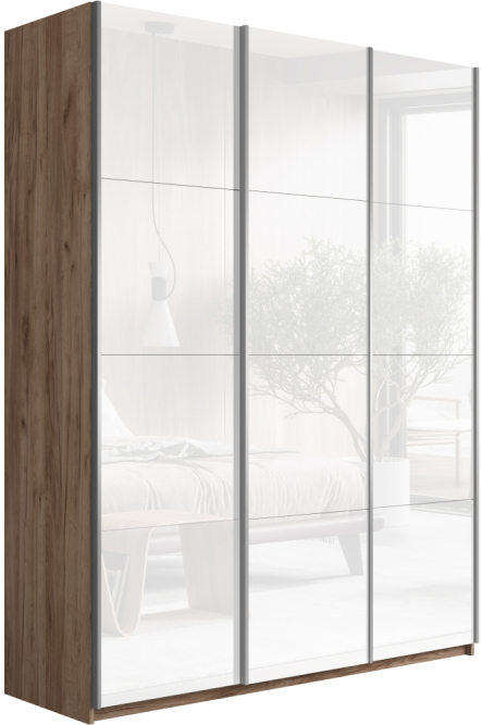 Шкаф-купе Прайм 3-х дверный (Стекло белое) Крафт табачный