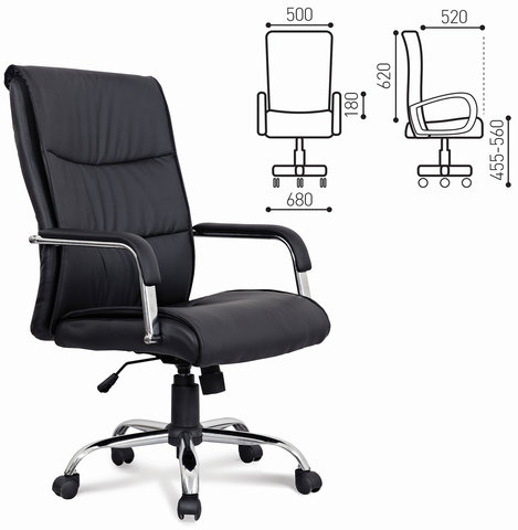 Кресло офисное BRABIX "Space EX-508", экокожа, хром, черное, 530860