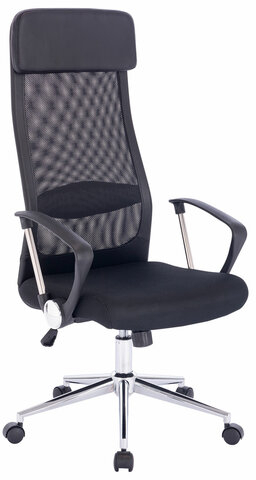 Кресло офисное BRABIX "Flight R EX-541", хром, ткань TW, сетка, черное, 532517