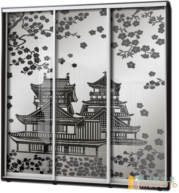 Шкаф купе 3х дв Пескоструй фон матовый № 40