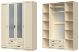 Шкаф ШР-4 платье и бельё с зеркалом Кантри (Лак)