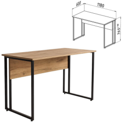 Стол BRABIX "SMART CD-019", 1180х600х770 мм, ЛОФТ, металл/ЛДСП бунратти, каркас черный, 641948